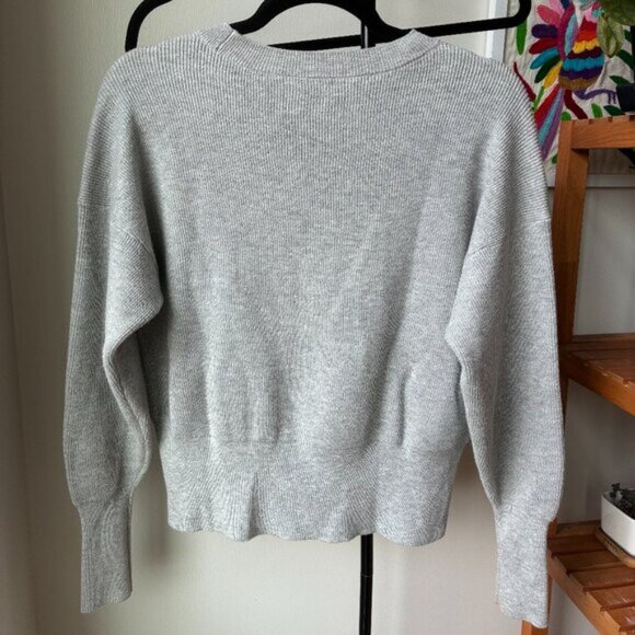 J. Crew Light Gray Balloon-Sleeve Crewneck Sweater - Size XS - Picture 3 of 6